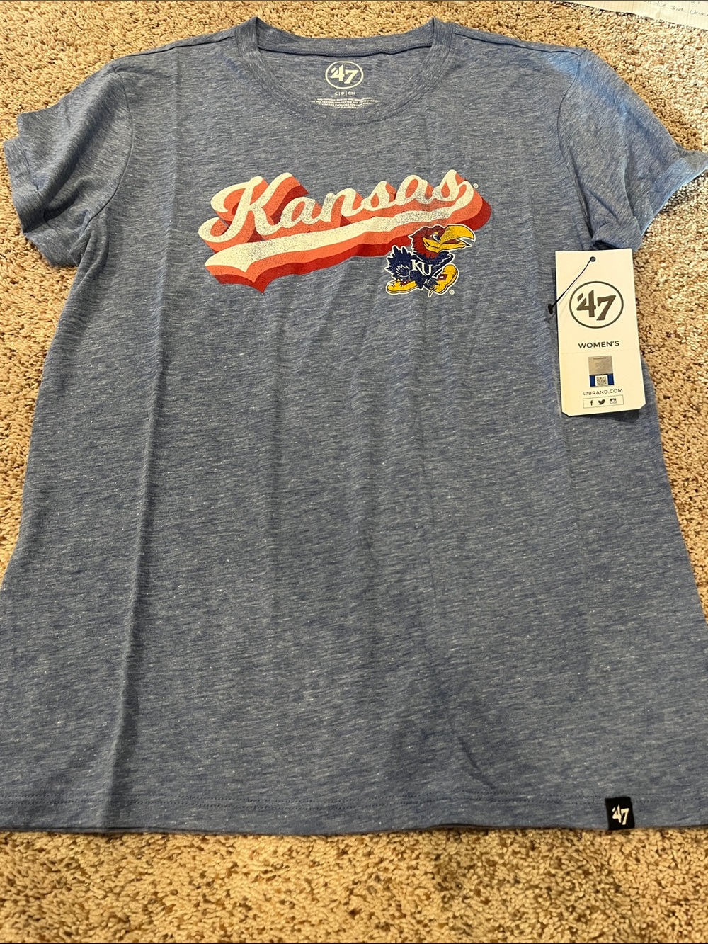 47 Women's Heather Blue Kansas Graphic Tee